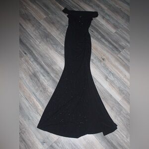 Windsor Black Glitter Off-Shoulder Gown